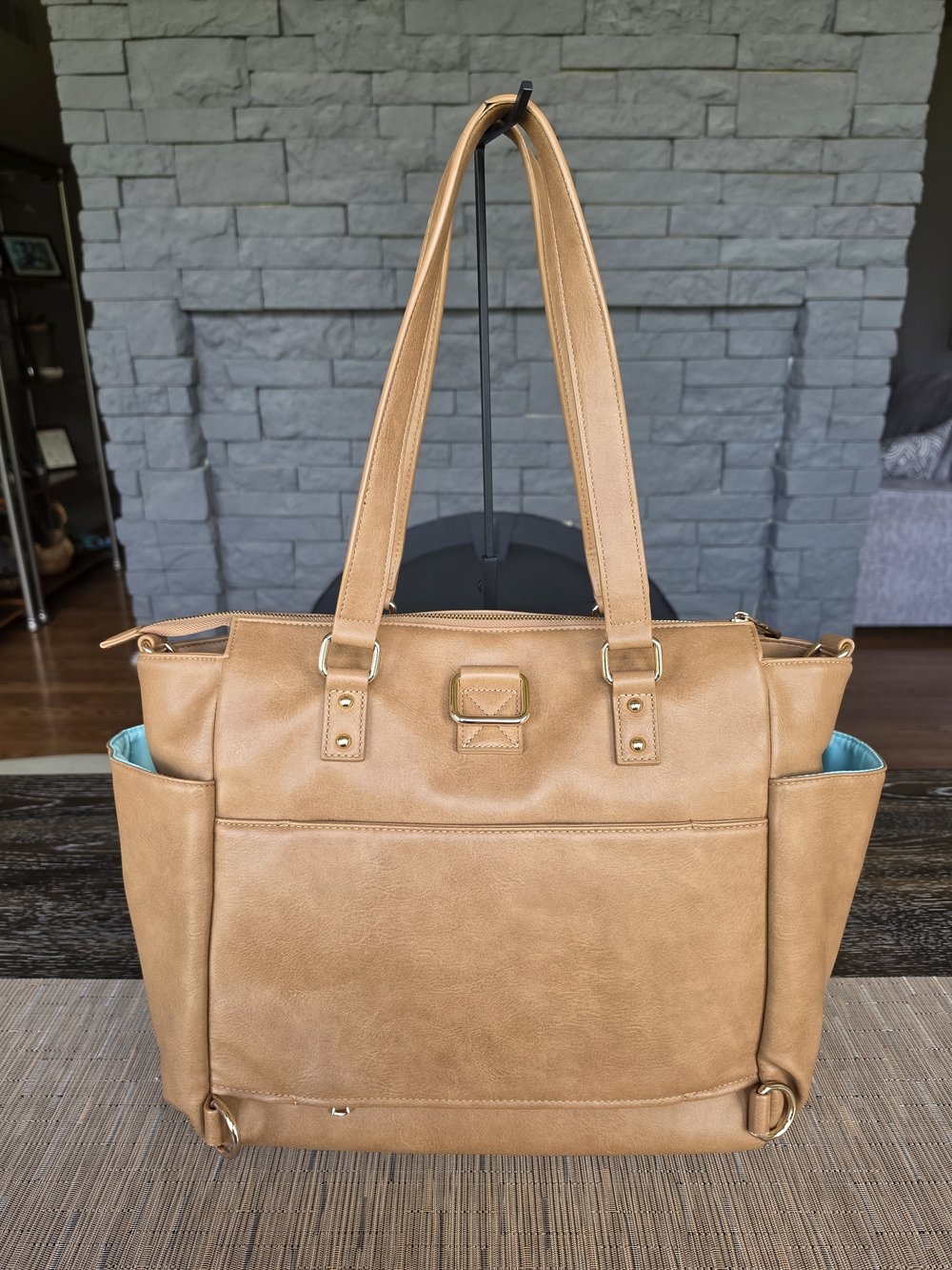 White Elm Gemini Convertible Backpack/Tote Bag - ALMOND - Picture 2 of 8